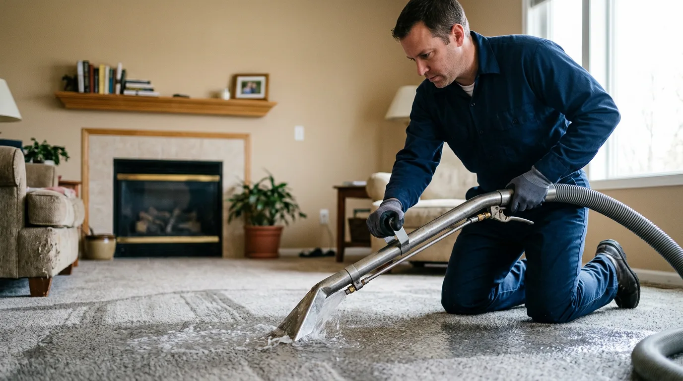 Water damage restoration technician working near Waxahachie, TX